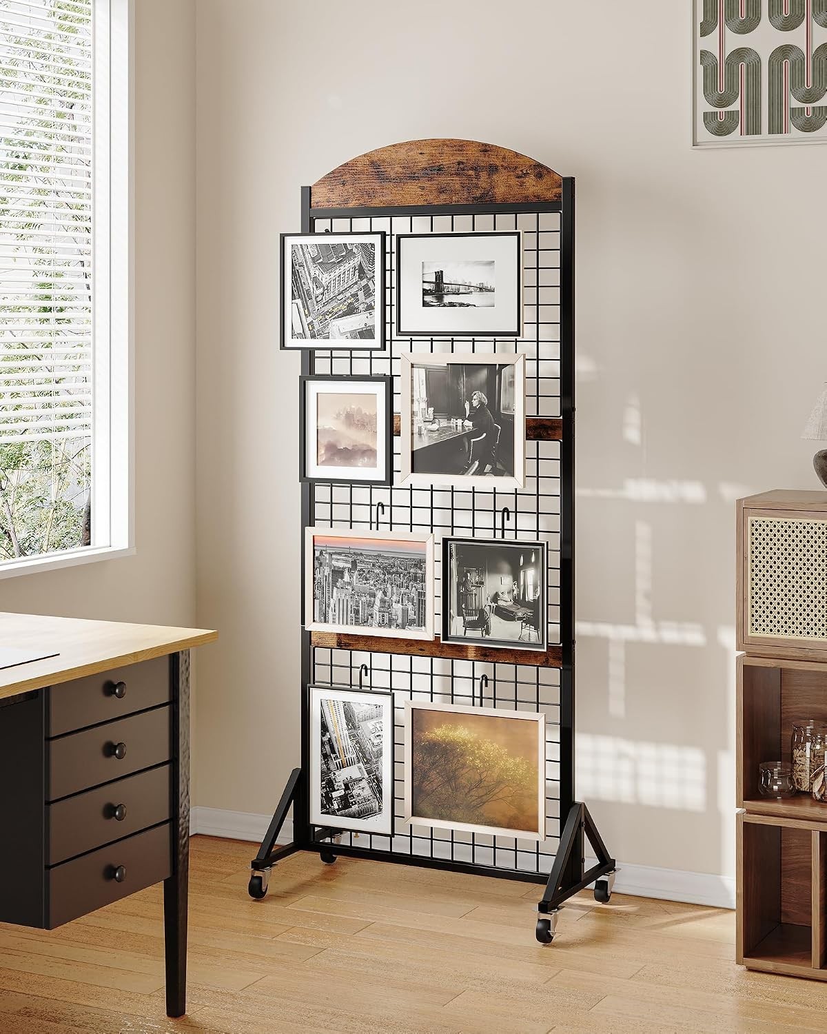 Grid Wall Panel 5.7' x 2' FT Grid Display Rack 2 Pack Movable Gridwall Display