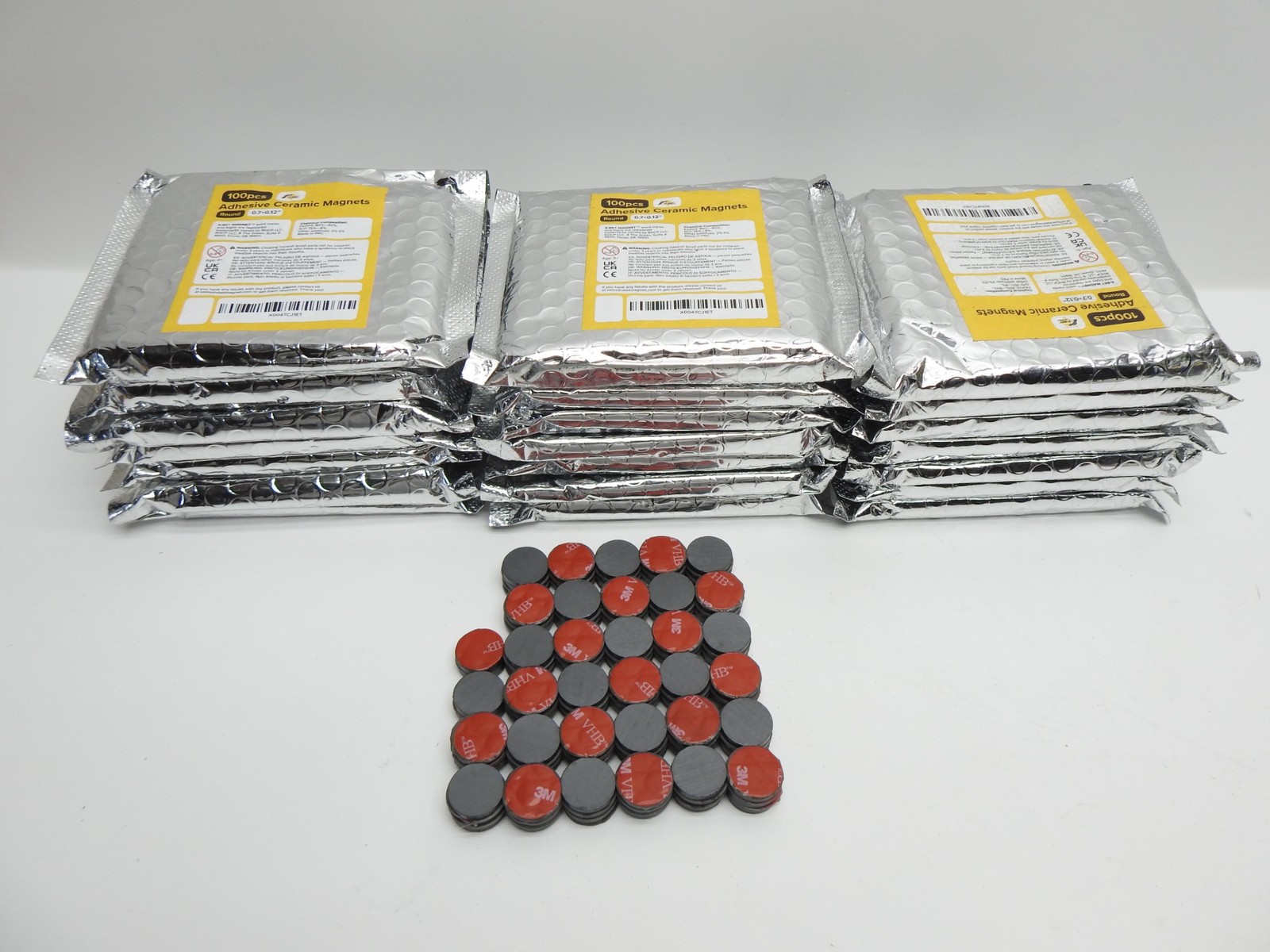Lot of 22 Adhesive Ceramic Magnets (0.7x0.12"/18x3mm 100 pcs w/ Adhesive Backing