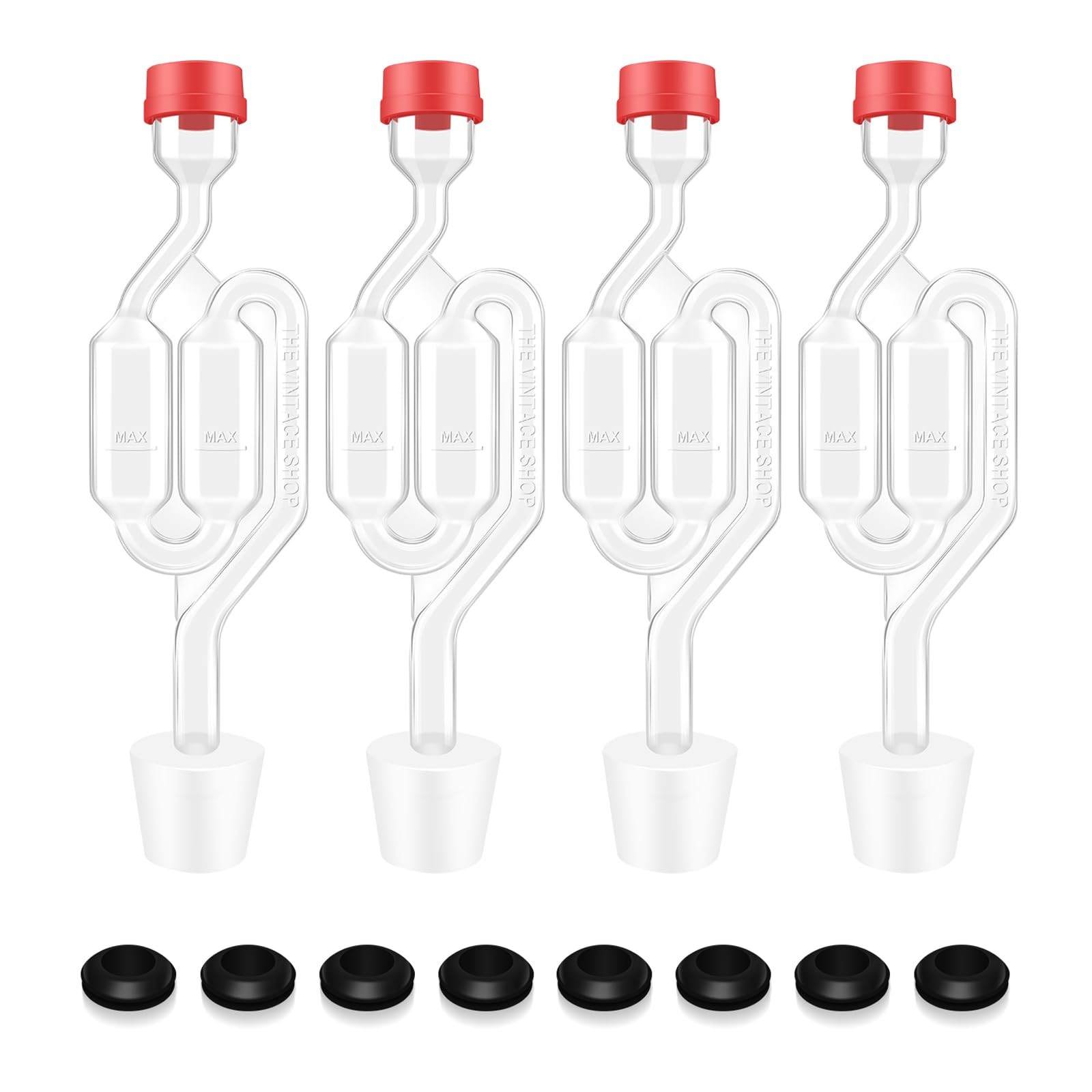 4 PCS Transparent Fermentation Airlocks #6 Stoppers Grommets Beer Wine Brewing