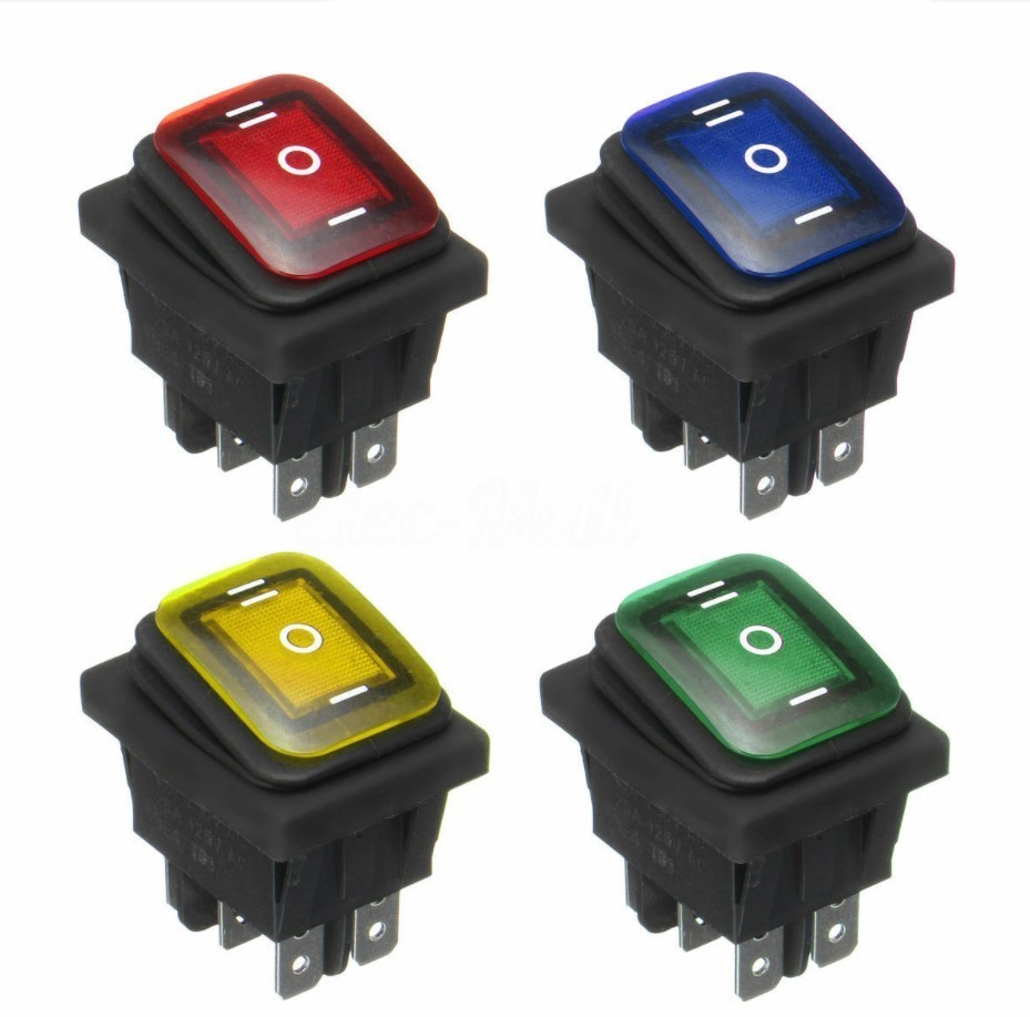 Waterproof Latching Rocker Switch 6PIN On Off On 12V CarBoat LED Light