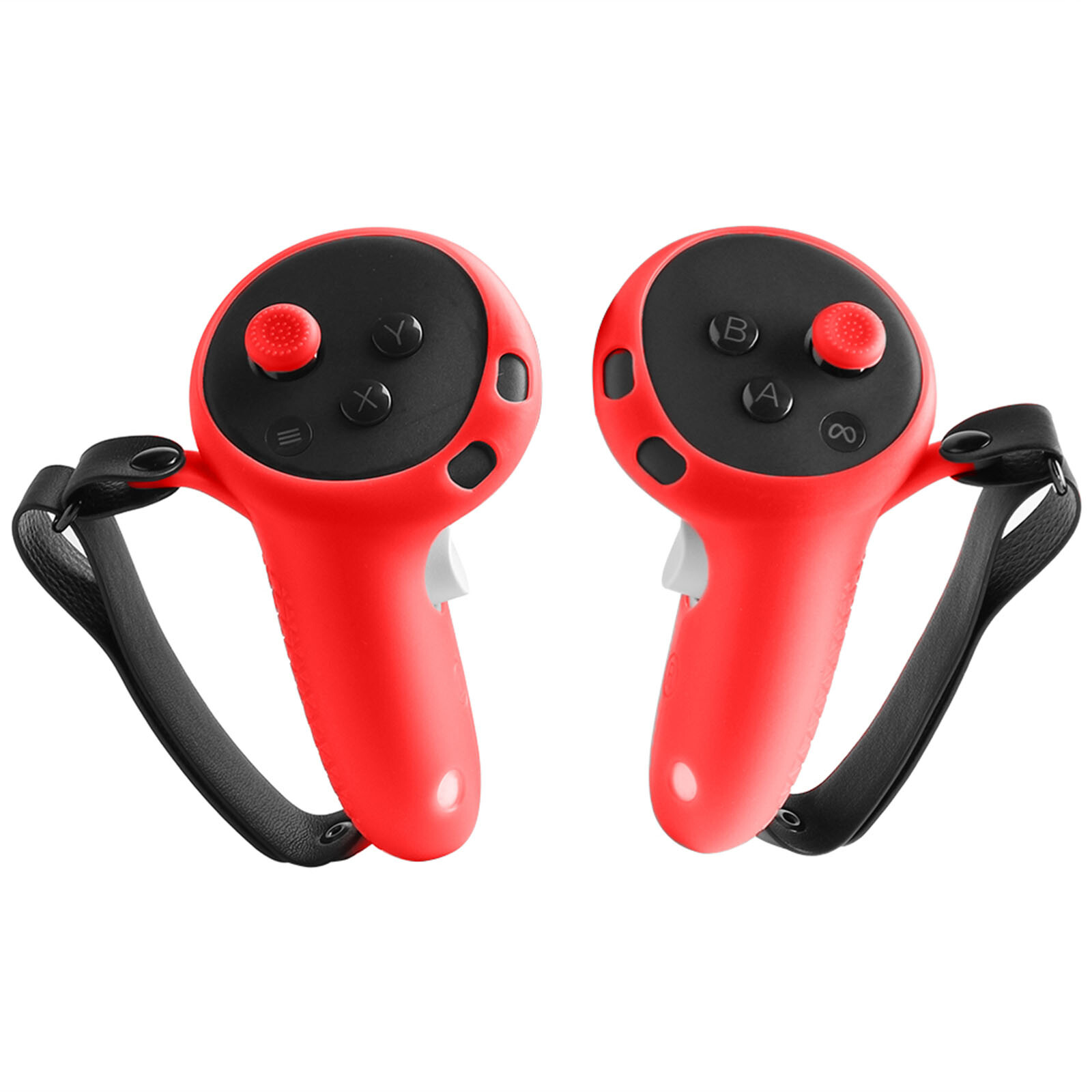 For Quest 3 VR Silicone Handle Grip Cover Controller Case Sleeve Hand Strap Set