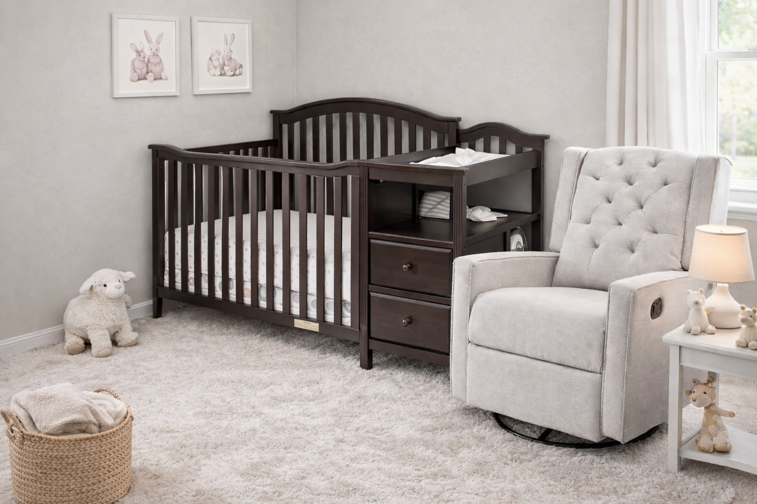 AFG Baby Furniture Kali 4-in-1 Convertible Crib w/ Toddler Guardrail Espresso