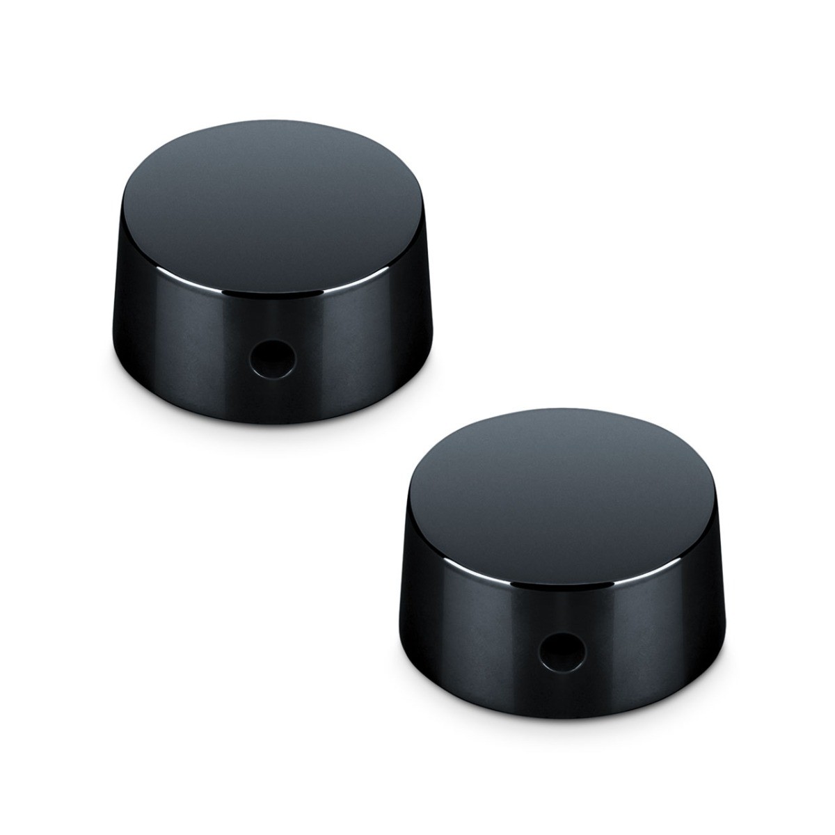 Schaller Germany Set of (2) 6mm Metal Speed Guitar Knobs, BLACK 15030400