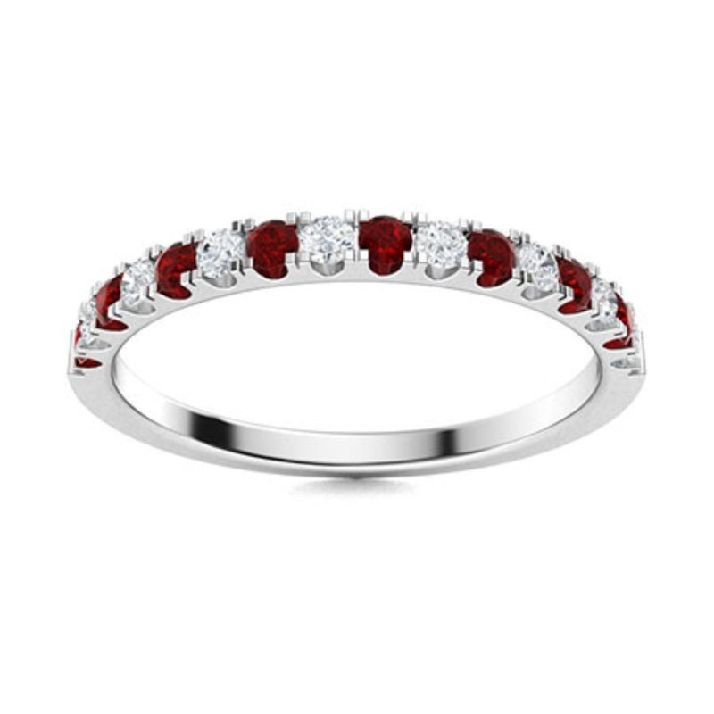 Sterling Silver Garnet Gemstone Wedding Eternity Sister Engagement Ring