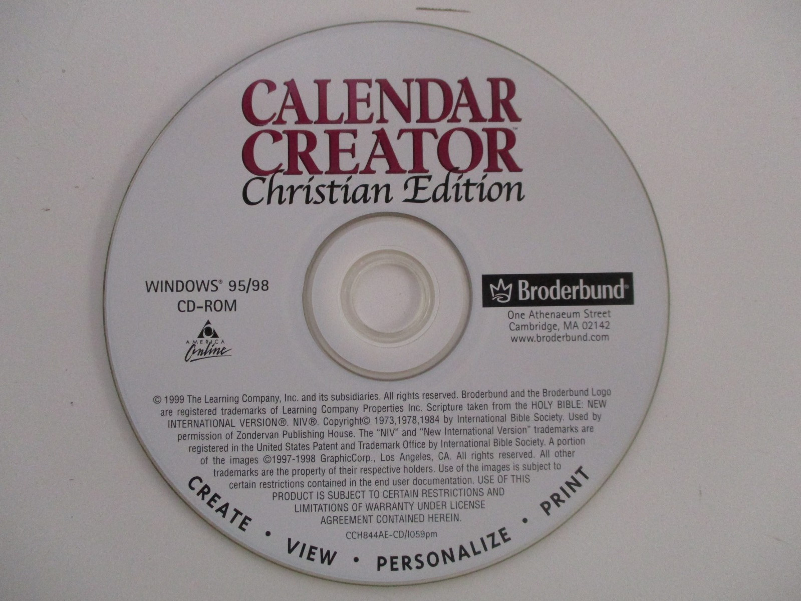 Calendar Creator Christian Edition BRODERBUND CD only