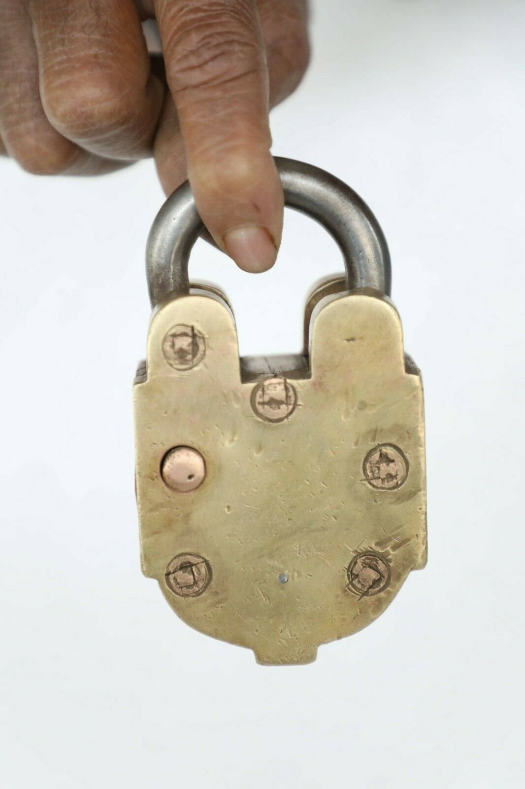 VintageBrass & Copper Handcrafted Push Button Solid Heavy Tricky/Puzzle Padlock