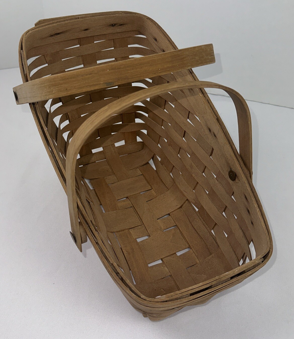 Longaberger Basket Handwoven Basket Angled with Handles Handwoven USA