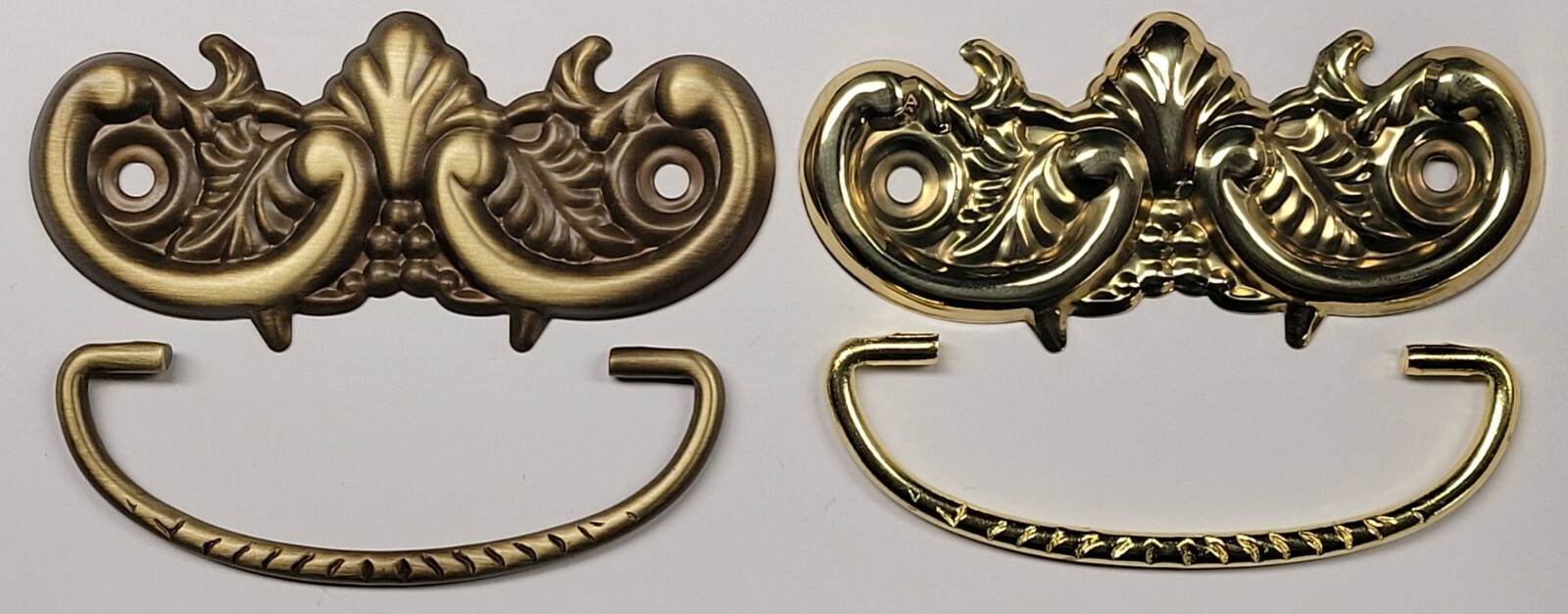 3" Centers Victorian Style Stamped Polish & Antiqued Brass Drawer Pull antique