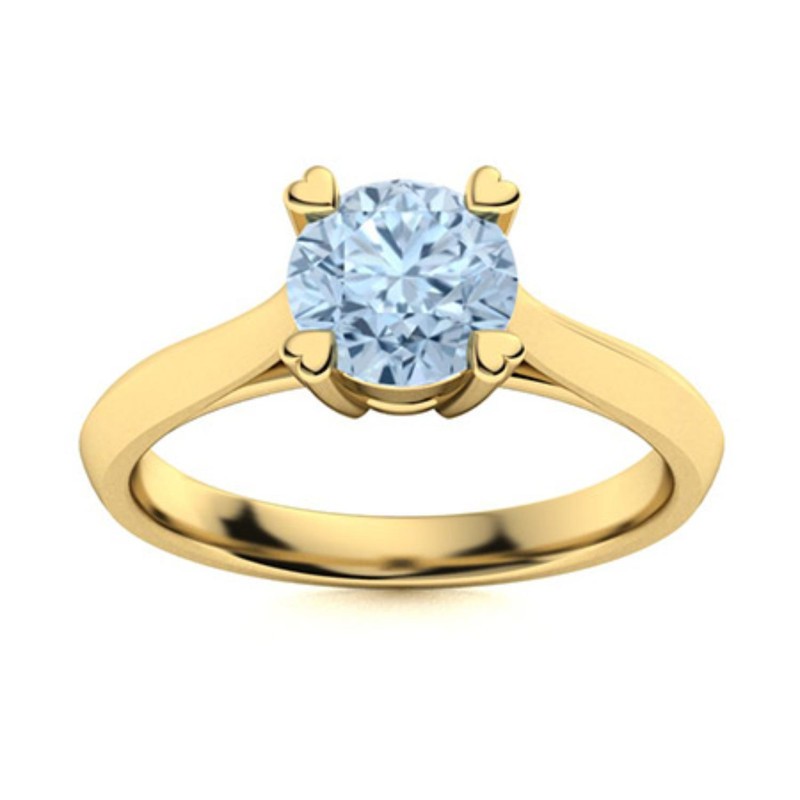 925 Sterling Silver Aquamarine Gemstone Solitaire Anniversary March Ring