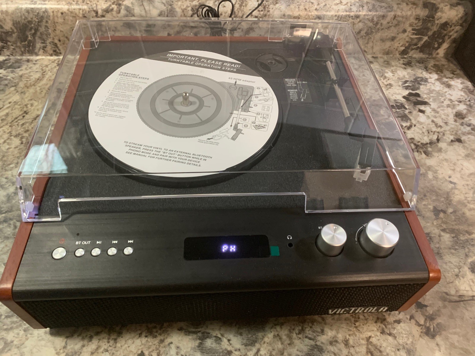 Victrola VTA-71 Record Player Turntable Bluetooth 3-Speed RCA Out Free Shipping!
