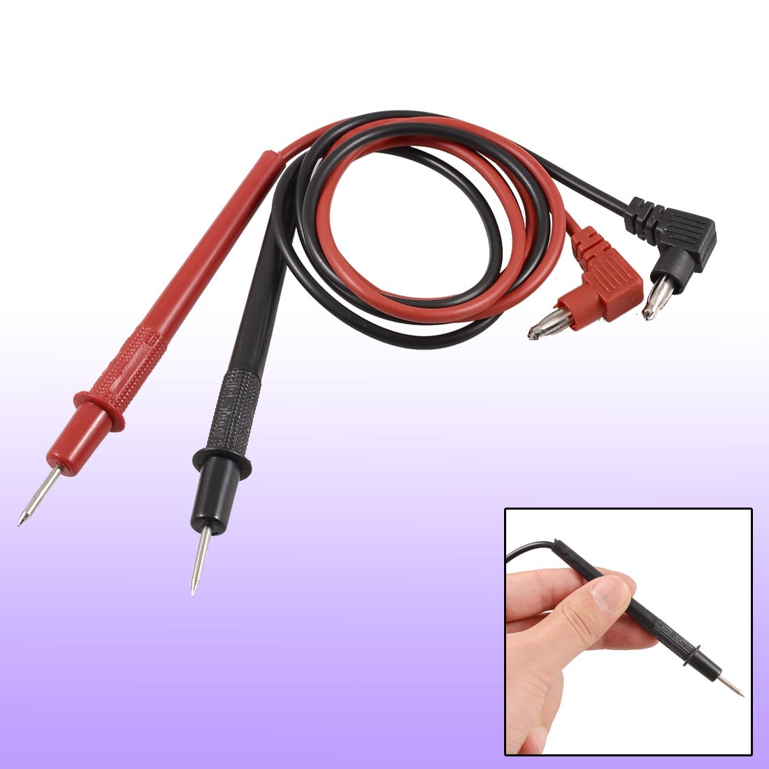 Pair 26" L 1000V Banana Connector Type Multimeter Testing Probe Black Red