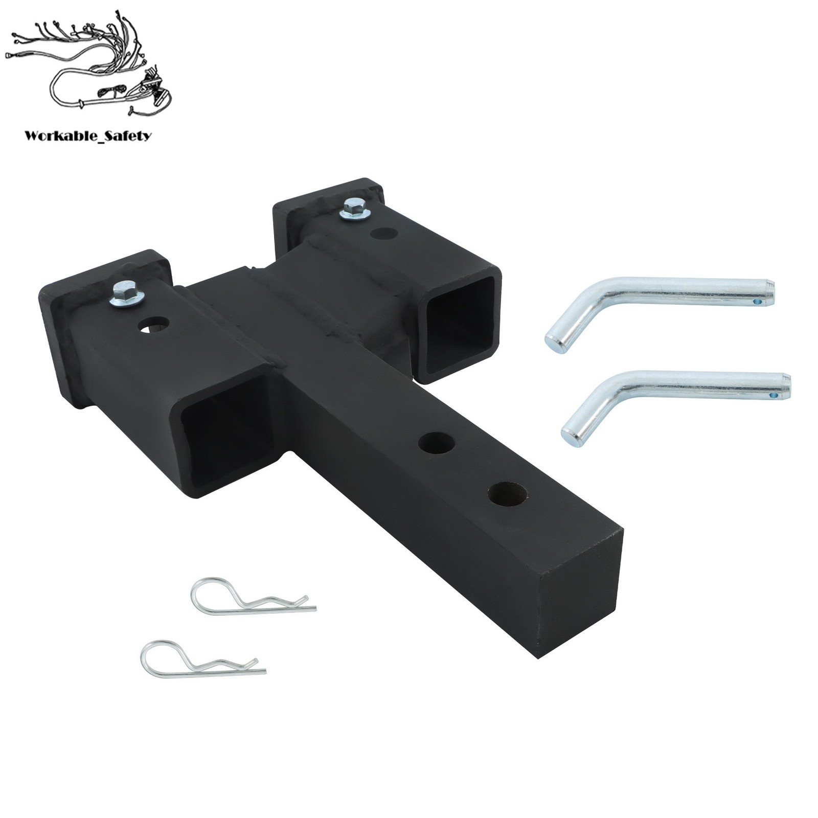 2" Receiver Dual Hitch Adapter 2" Solid Shank 10000Lbs Capacity Easy Install