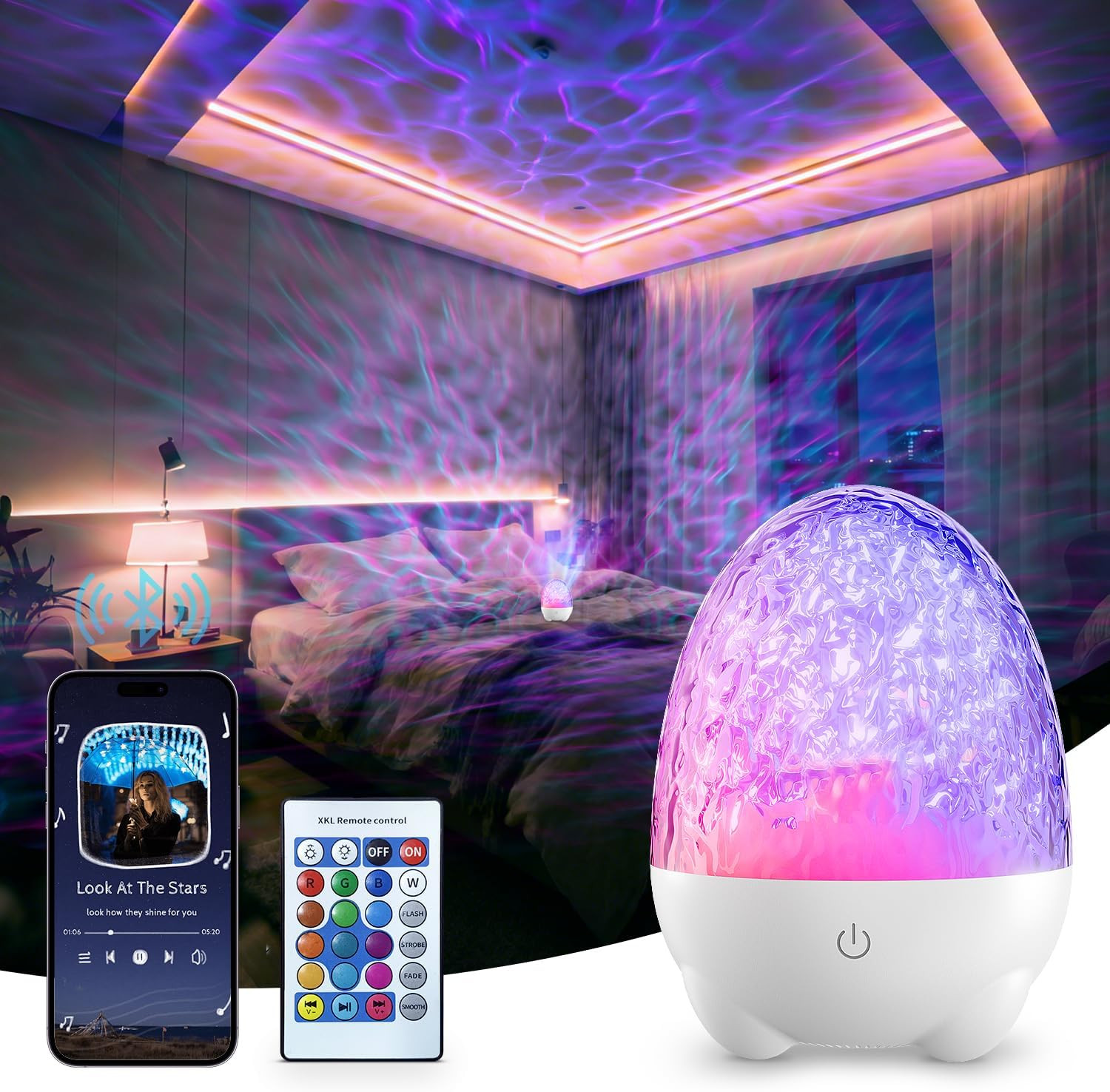 Northern Lights Projector, 17 Colors RGB Aurora Night Light with Bluetooth