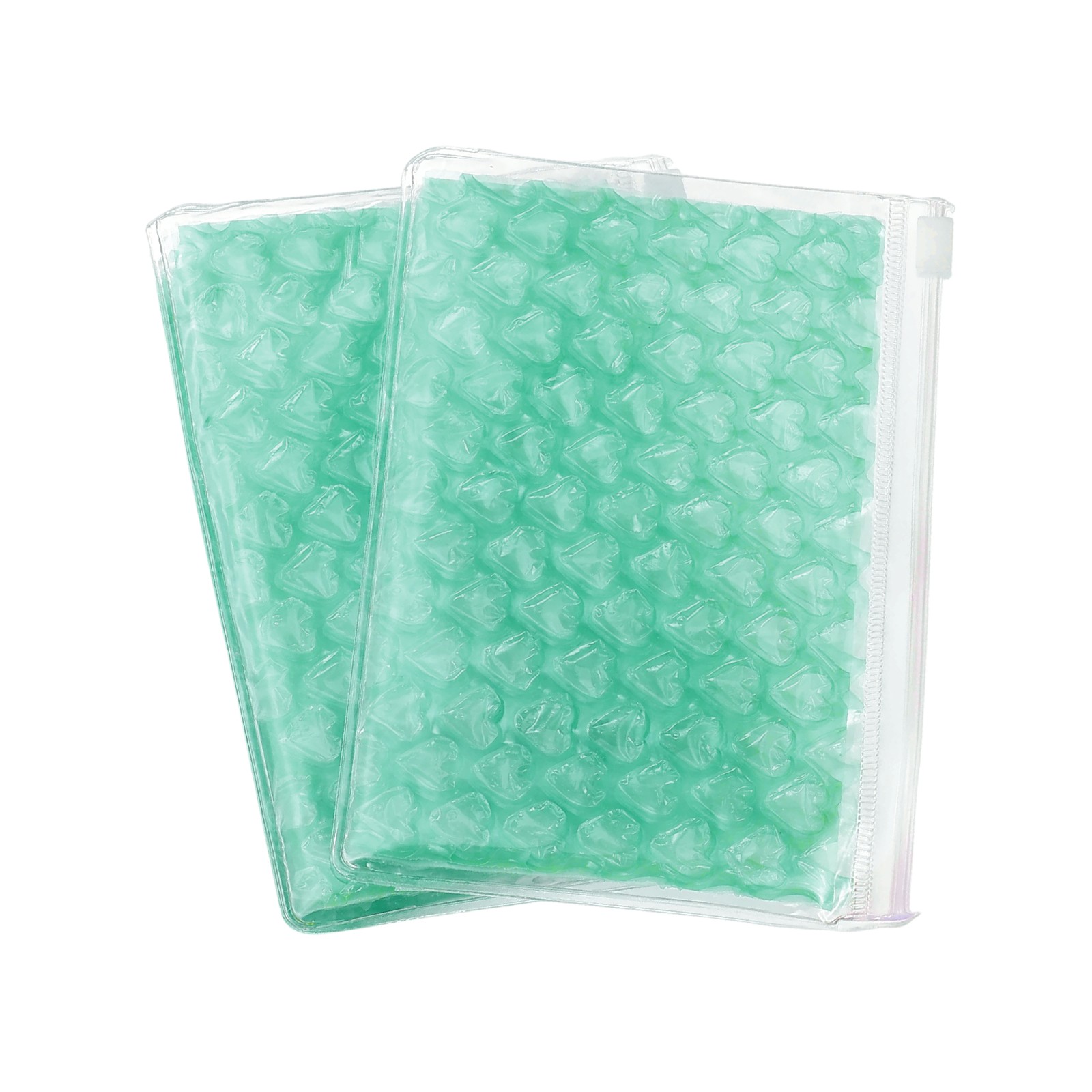 Clear Bubble Bags, (9 x 6 Inch, Green) (2 Pcs), Heart Bubble Wrapping Pouches