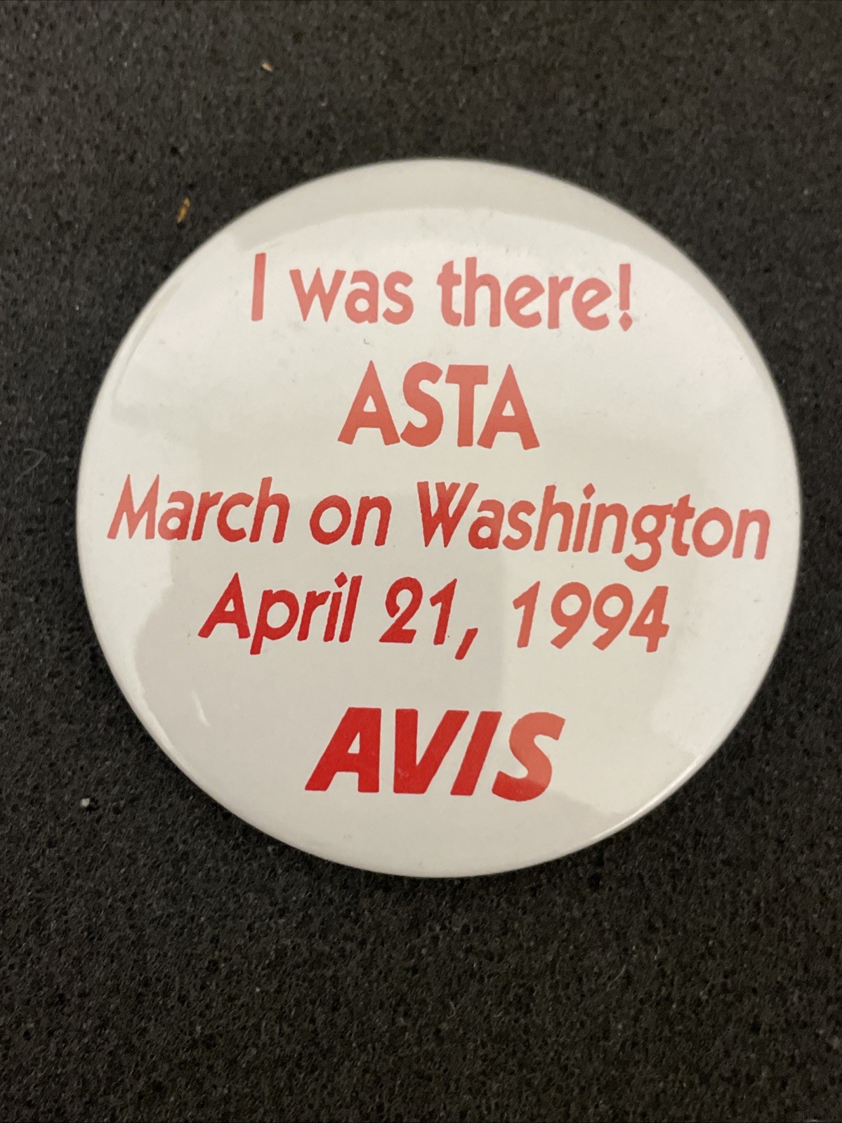 ASTA March on Washington Button Pinback April 21st 1994