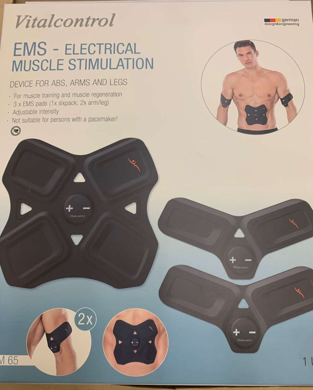 Vital Control SEM65: EMS Electrical Muscle Stimulation for Abs, Arms & Legs - Bk