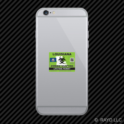 Zombie Louisiana State Hunting Permit Cell Phone Sticker Mobile LA