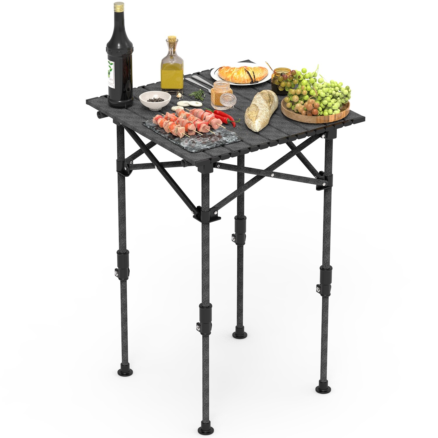 Portable Folding Camping Table with Adjustable Height Legs Hanging Net Rustproof