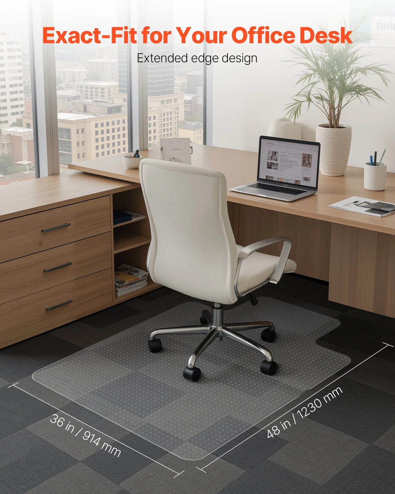 Chair Mat with Lip, 36 x 48-inch Office Chair Mat for Low Pile Carpeted Floors,