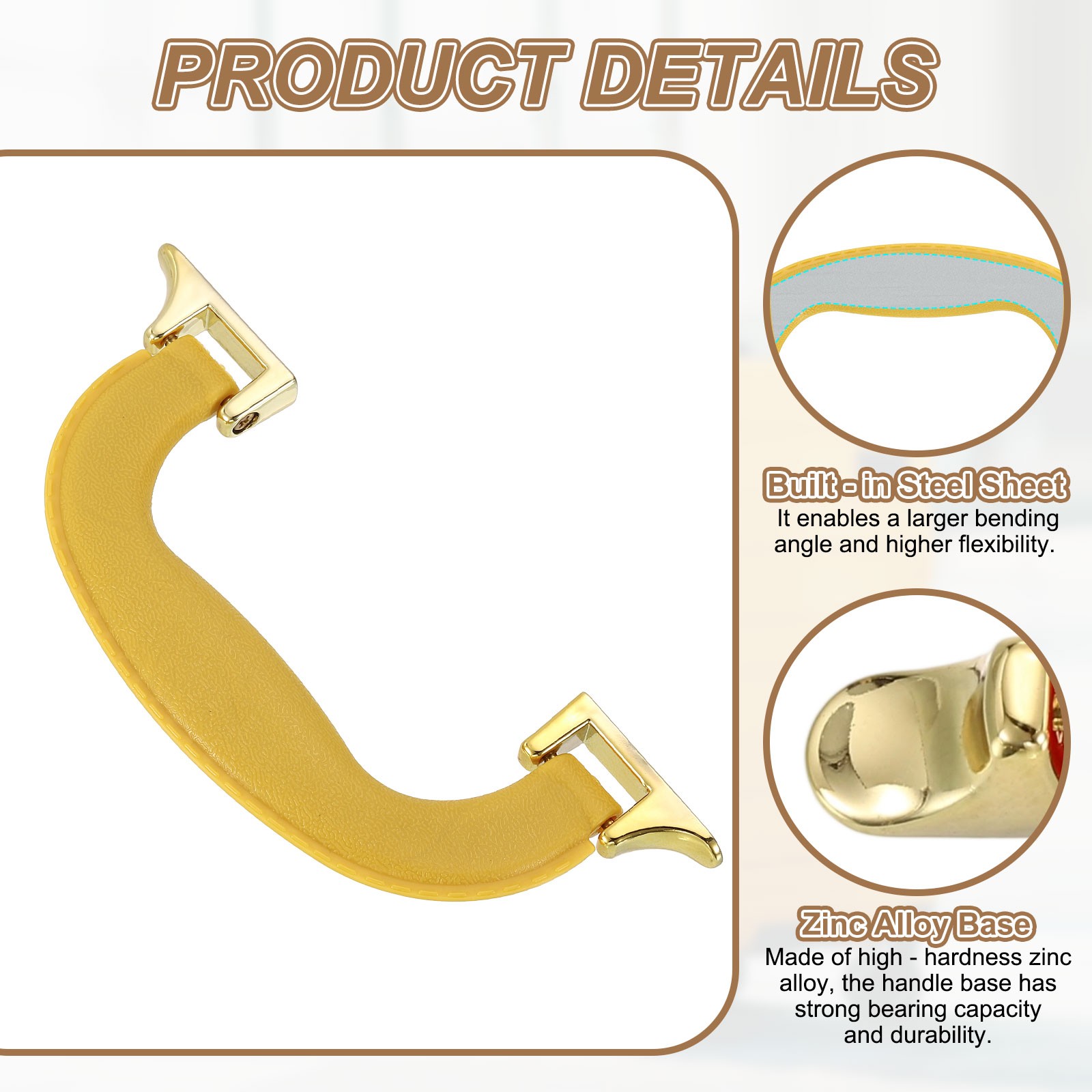 2Pcs Luggage Handle Plastic Pull Handle Grip Replacement with Screws Yellow