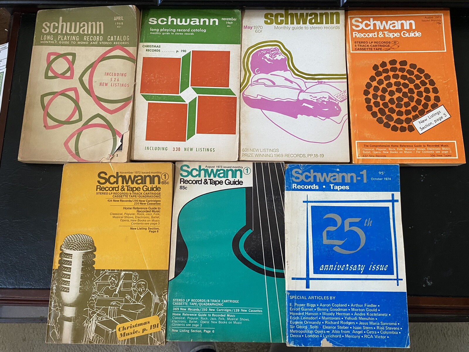 Seven Schwann record catalogs 1968 To 1974