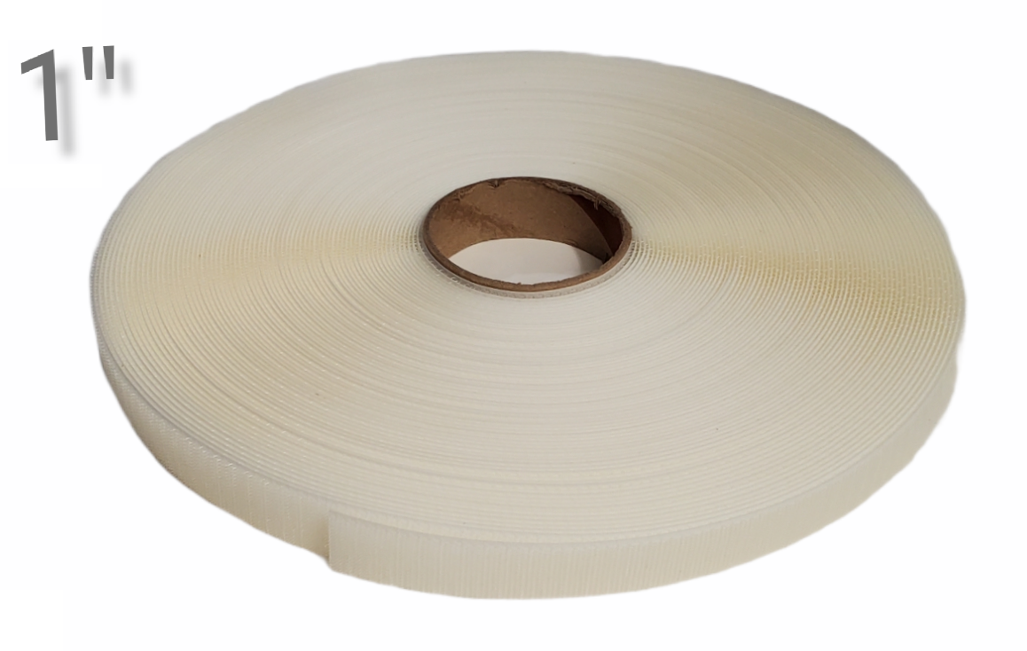 1 Inch Wide Sew-On Hook & Loop Fastener Set By-The-Yard White