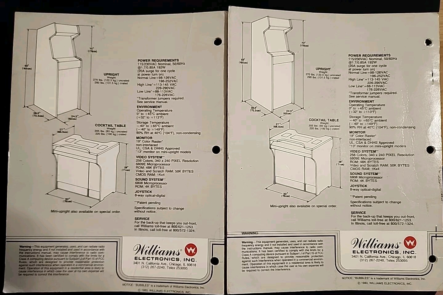 Bubbles Arcade Game Instruction Manual & Drawing Set Repair Schematics 1983