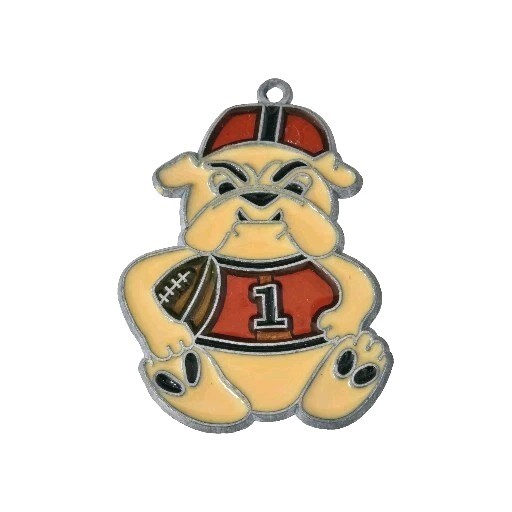 Bulldog With Football Suncatcher Stain Glass Style Ornament