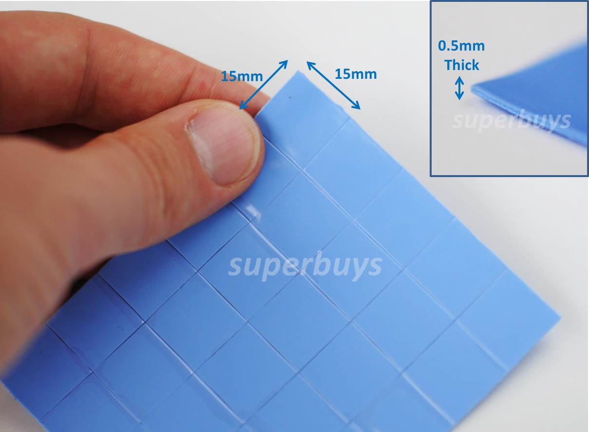 30pc 15mm x 15mm x 0.5mm Silicone Thermal Pad VGA GPU Chipset Heat Transfer Sink