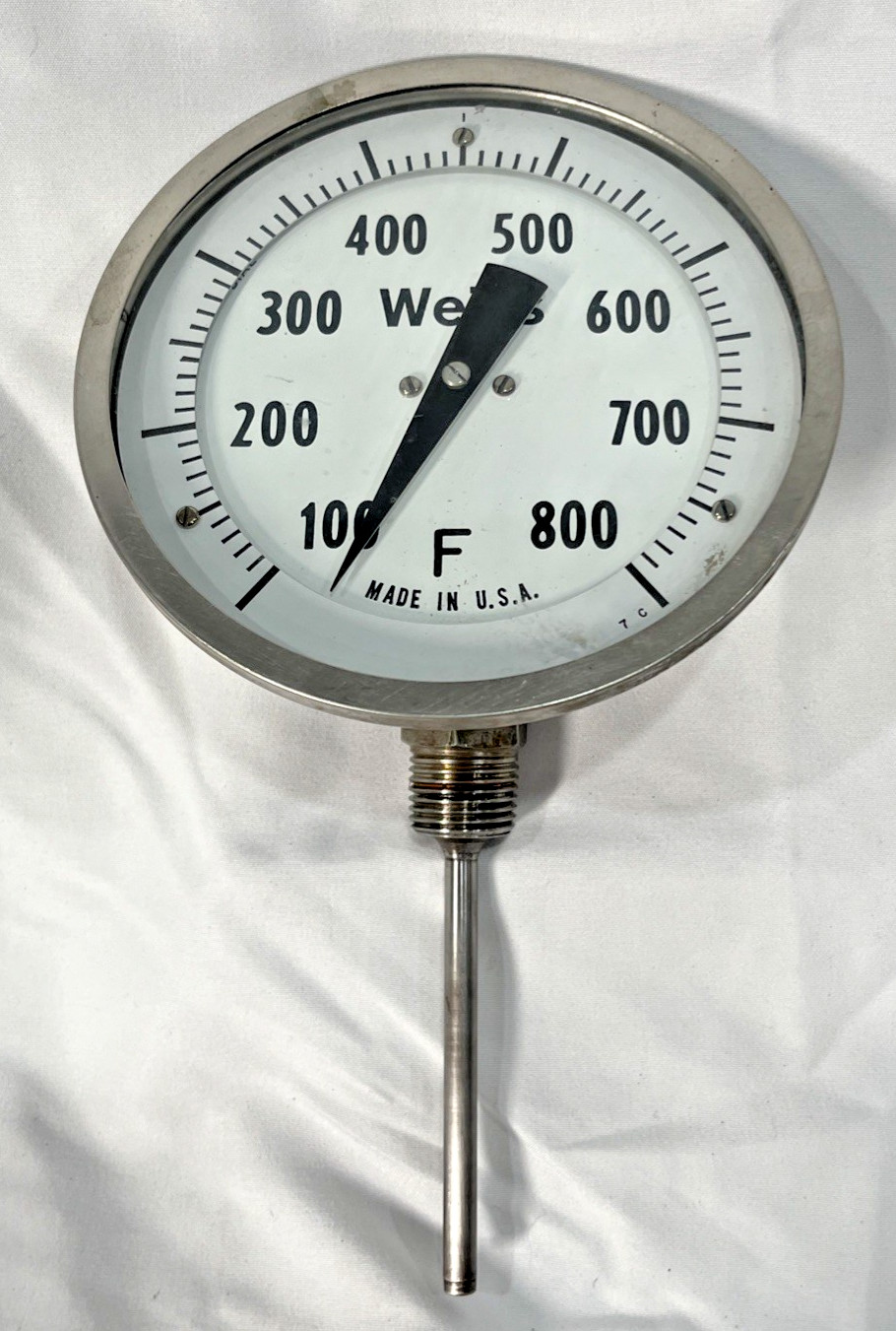 Weiss 5VBM4-800 Bi-Metal Thermometer with a 4" Stem, 100 to 800°F (40 to 425°C)
