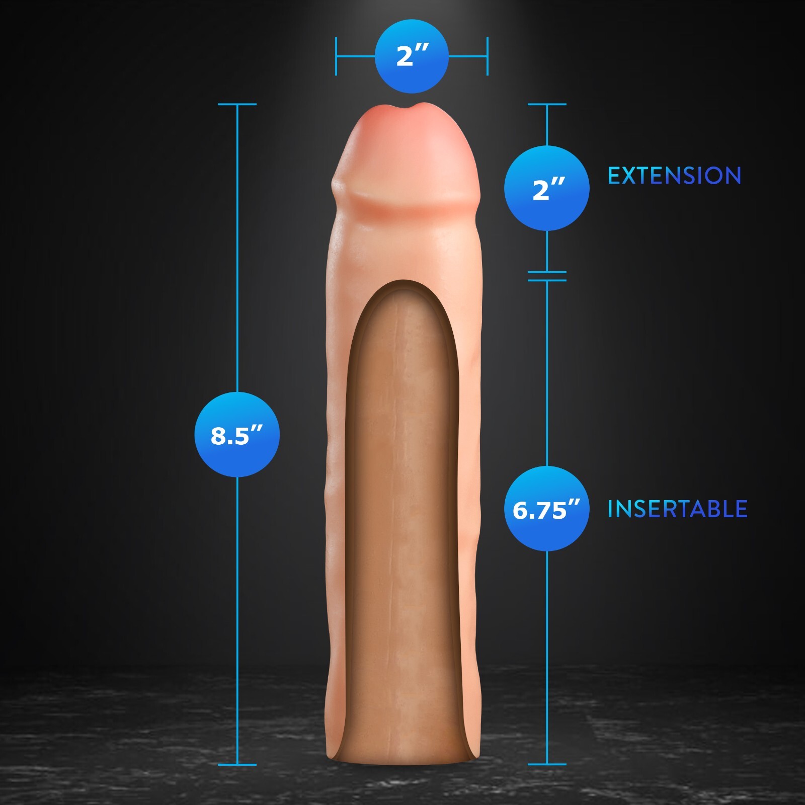 Eden 8.5" Realistic Penis Cock Extender Sleeve Adult Sex Toy