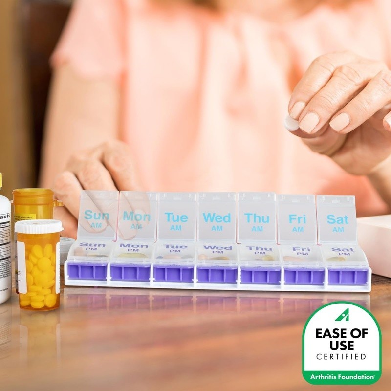 Award Winning Easy Open Pill Organizer Large Compartment Arthritis Friendly New