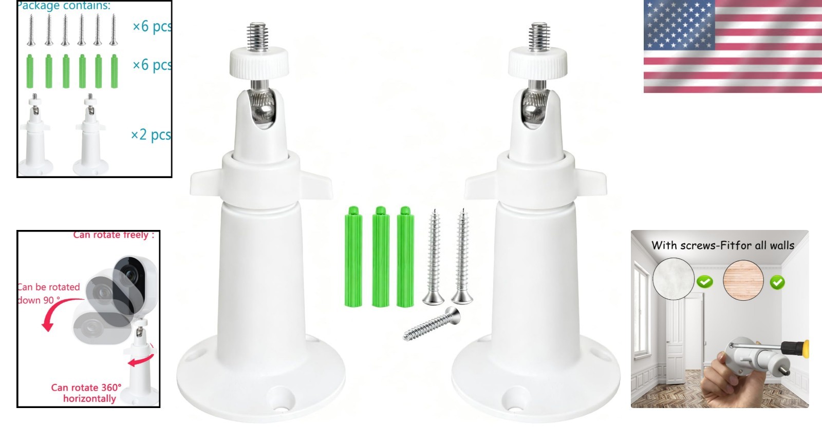 Durable Stainless Steel Wall Mount with Adjustable Angles for Security Cameras