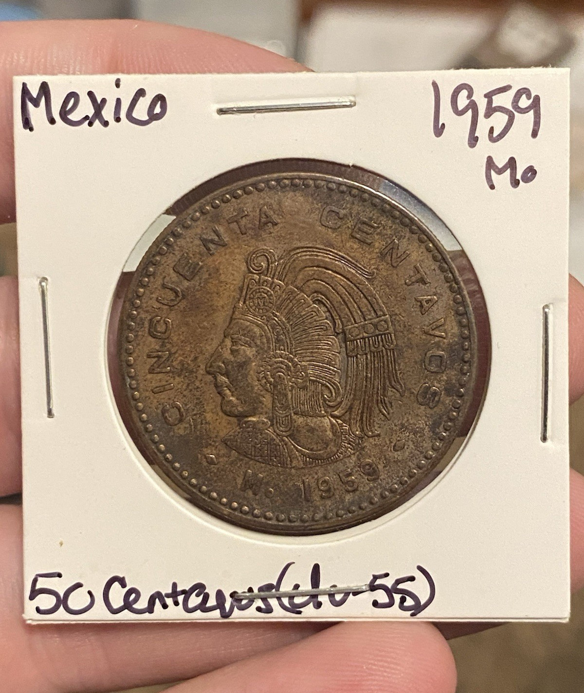 1959 Mo Mexico 50 Centavos Bronze Coin KM#450 BN Fineness 4.5m