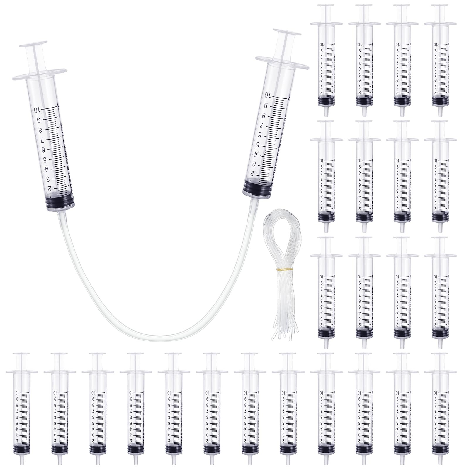 24 Pcs Hydraulic and Pneumatic Kit 10ml Plastic Syringe with 12 Pcs 20in Viny...