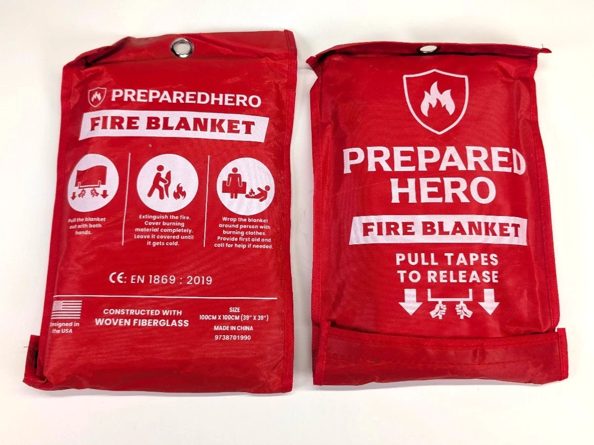 Prepared Hero Emergency Fire Blanket - 2 Pack - Fire Suppression for Kitchen
