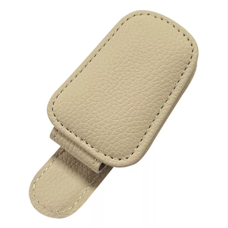 New Sunglasses Glasses Card Ticket Magnetic Clip Car Sun Visor Leather Holder