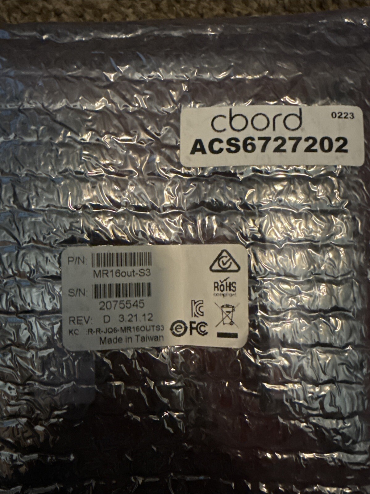 Mercury Security MR16out-S3 Interface Module