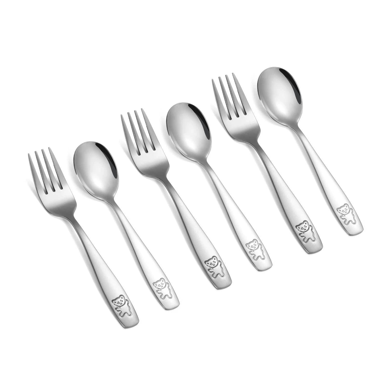 Pimoys 6 Pieces Toddler Utensils Kids Silverware Stainless Steel Toddler Forks |