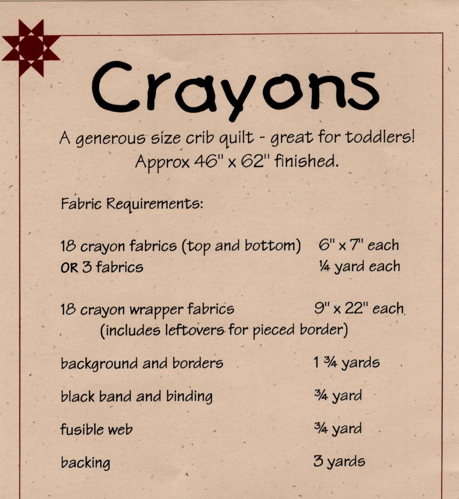 Crayons Crib Quilt Pattern by Bits 'n Pieces #140