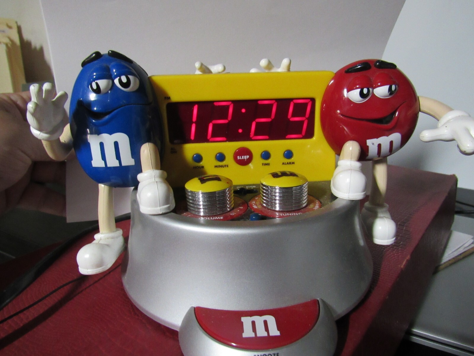M&M Digital LED Alarm Clock Radio Blue & Red M&M working condition