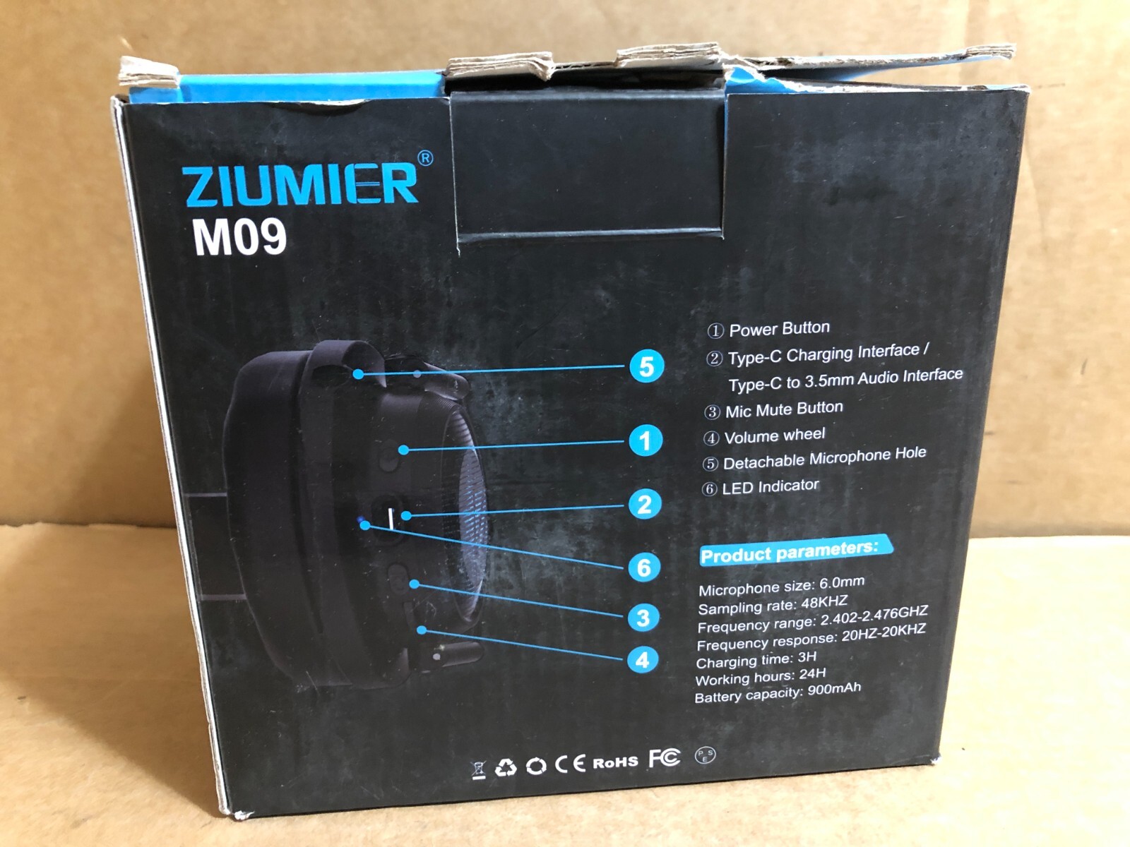Ziumier M09 Wireless Gaming Headset 2.4G Type-C Charge Interface **