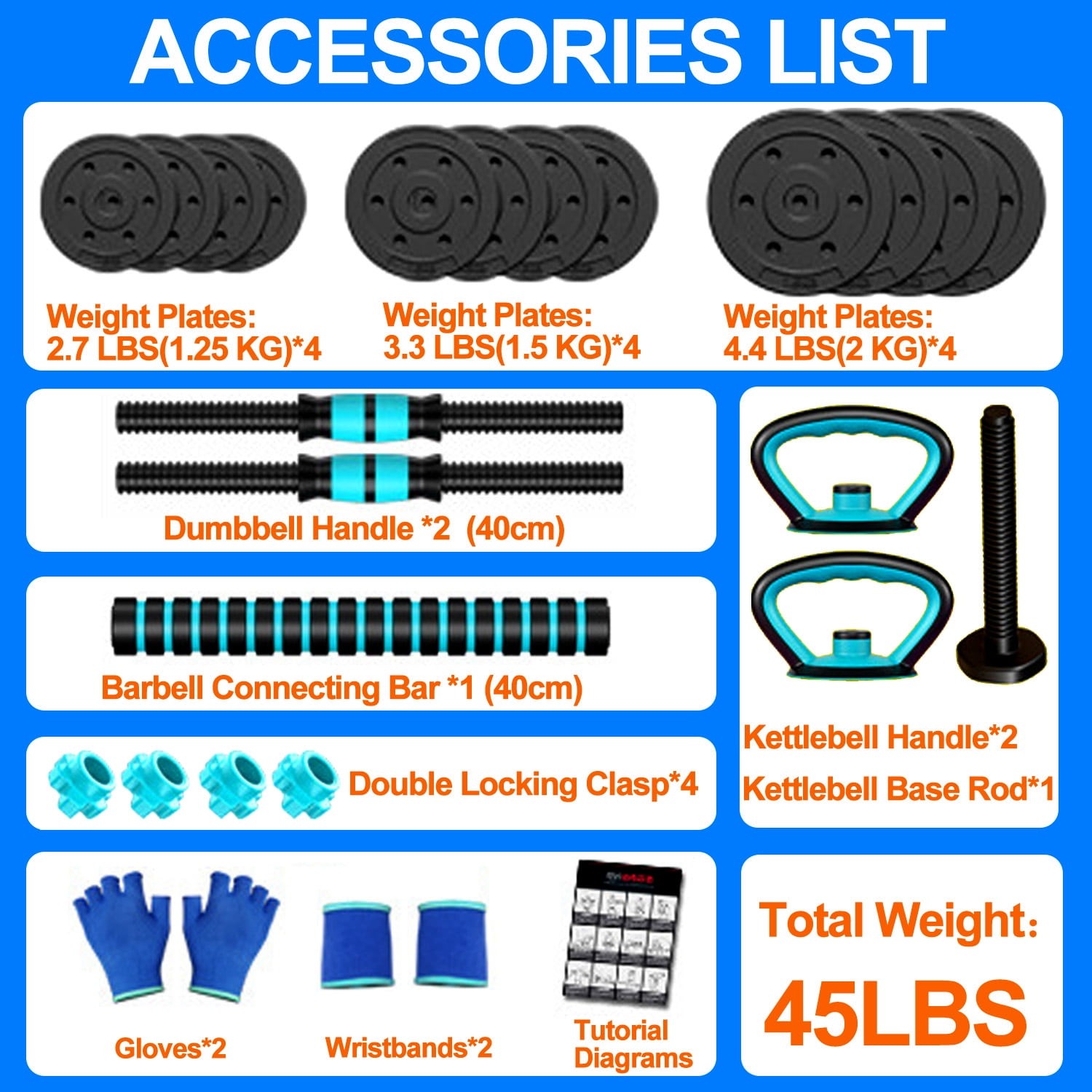 Adjustable Dumbbells, Portable Changeable Dumbbell, Kettlebells, Push up Stand