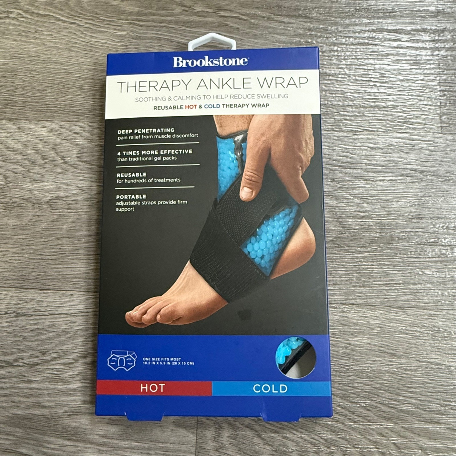 Brookstone Therapy Ankle Wrap Reusable Hot Cold Gel Bead Support BY2212-BLK NEW