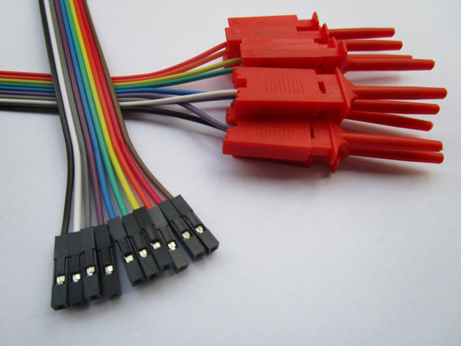4 pcs 2.54mm Jumper Wire 1x10pin Female to Flat Test Clip Ribbon Cable 9.5" 24cm
