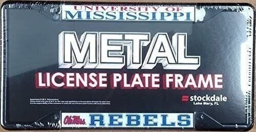 University of Mississippi Rebels Ole Miss Black Metal License Plate Frame Tag...