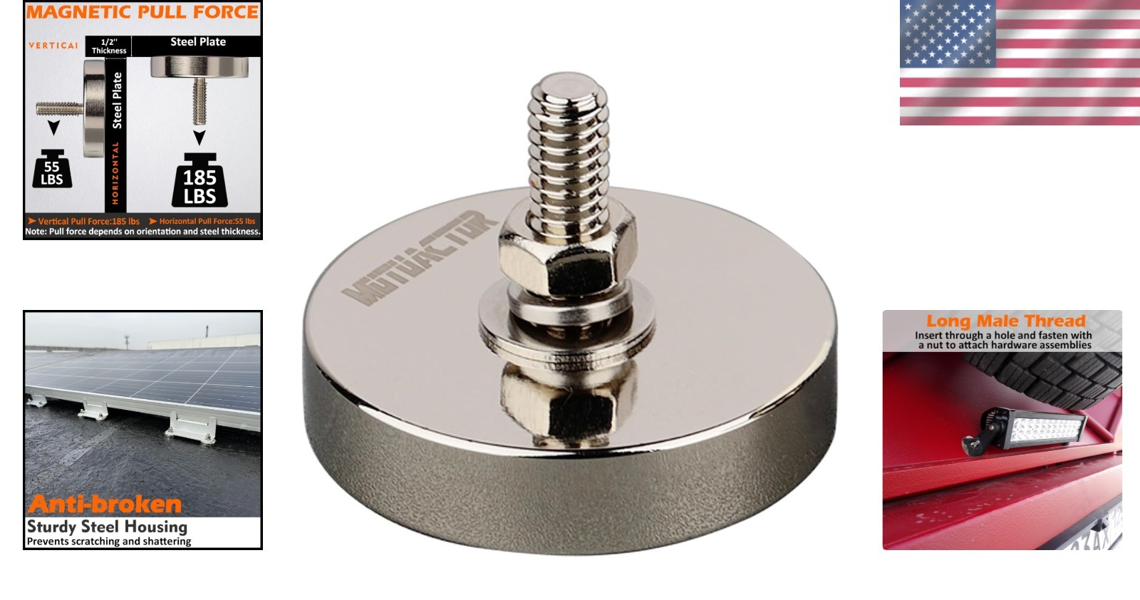 Heavy Duty Neodymium Magnets, 185lb Pull Force (2-Pack)/`
