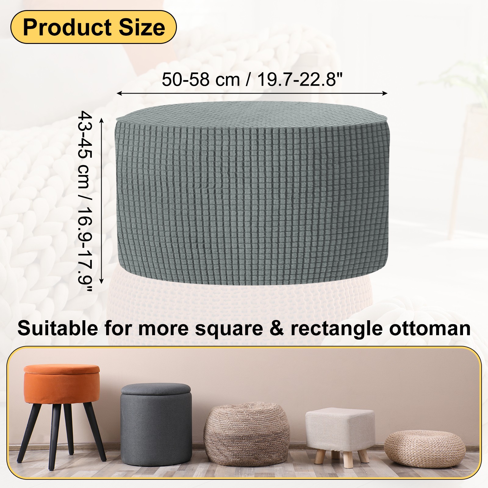 Cover Round with Elastic Bottom Small Size New Gray