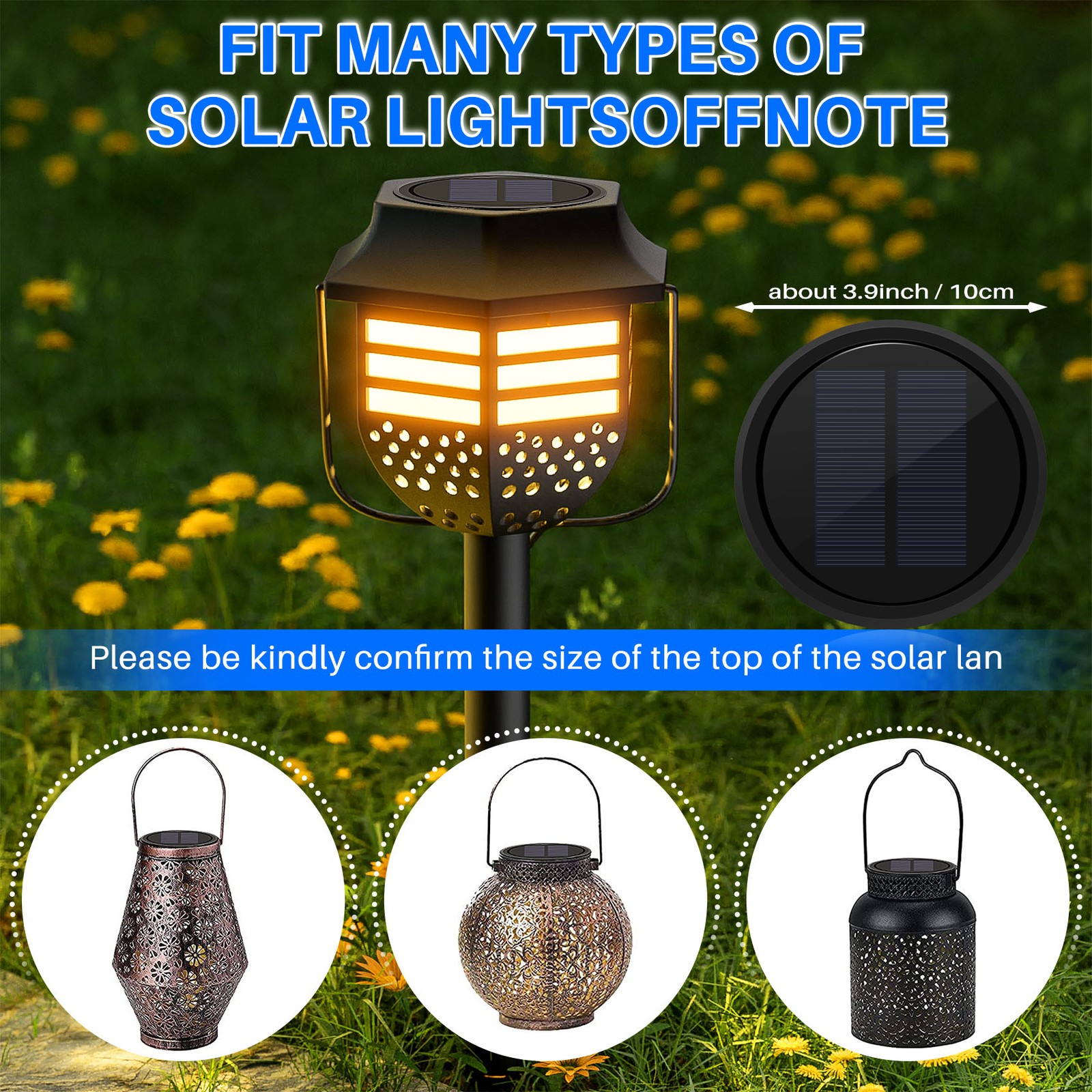 1 Pack Big Solar Light Replacement Top for Outdoor Hanging Lanterns, More5280