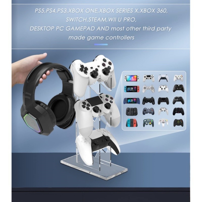 3-Tier Transparent Controller Display Stand, Universal Holder for Xbox